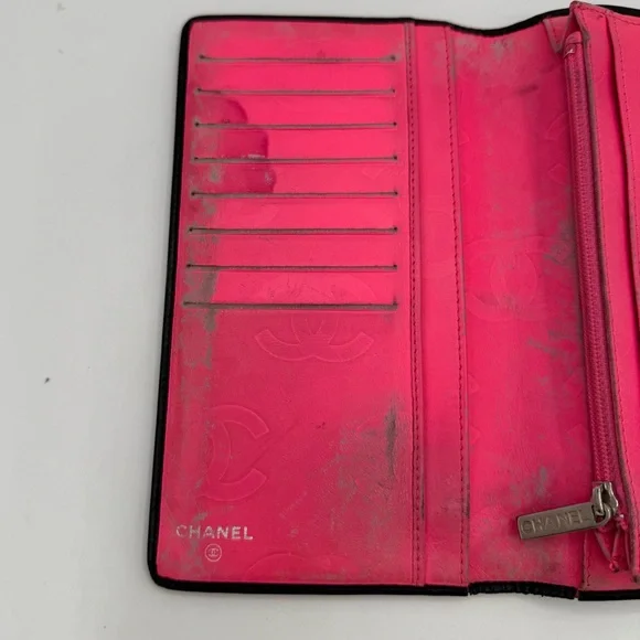 Chanel Cambon Ligne Long Wallet Black Lambskin Pink Series 10 w/ Holo, Auth Card - Picture 9 of 16